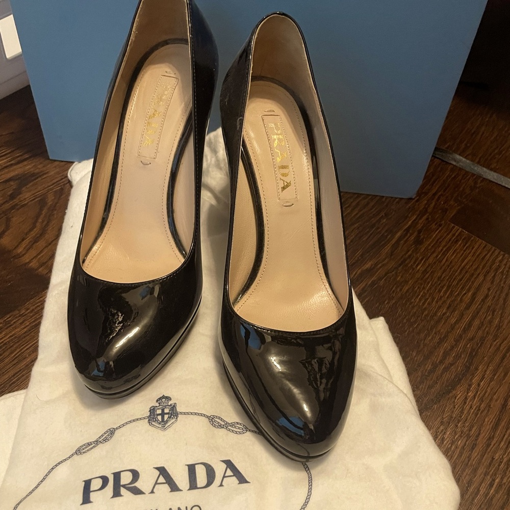Prada Platform Patent Pumps